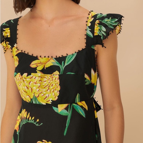 FARM Rio Black Maxi Dress with Yellow Floral Design Alice Dress - Picture 3 of 11